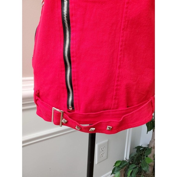 Women's Solid Red Polyester Sleeveless Full Zip Front Casual Jacket Size Small - Picture 3 of 12